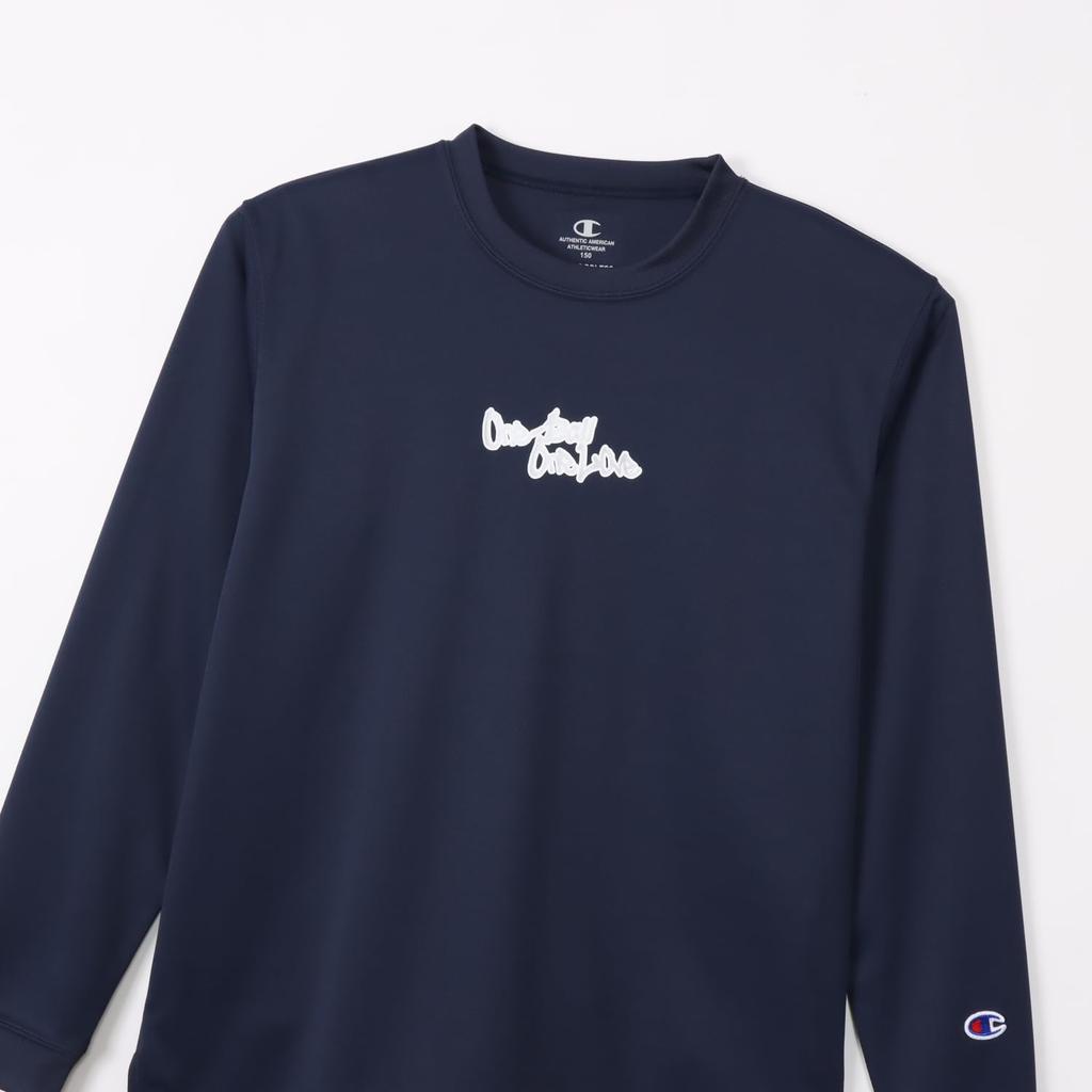 Champion Long Sleeve Crew Odor Quick Script Mini Long Sleeve Basketball Kids' T-Shirt, Neck, Antibacterial, Resistant, Drying, Logo, T-Shirt, Navy,