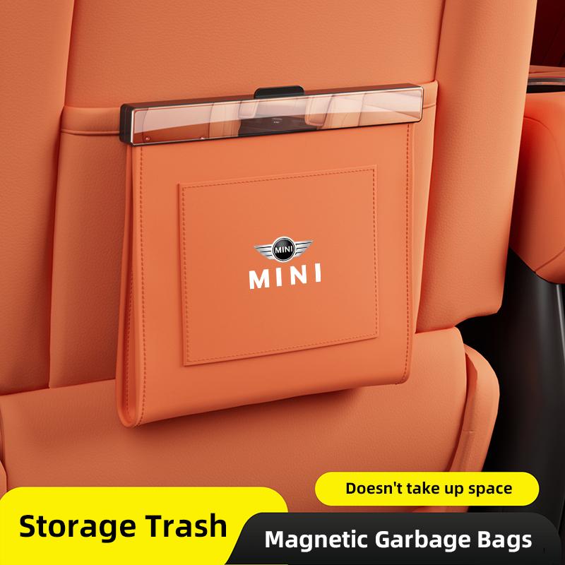 Key Chain Car Garbage Bag Waterproof Magnetic Trash Can Back Seat PU Leather Storage Box For Mini One JCW F54 F55 F56 F57F60 R55 x5