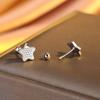 Silver Crushed Ice Pentagram Stud Earrings Women'S Fashion High Sense Versatile Screw Button Earrings