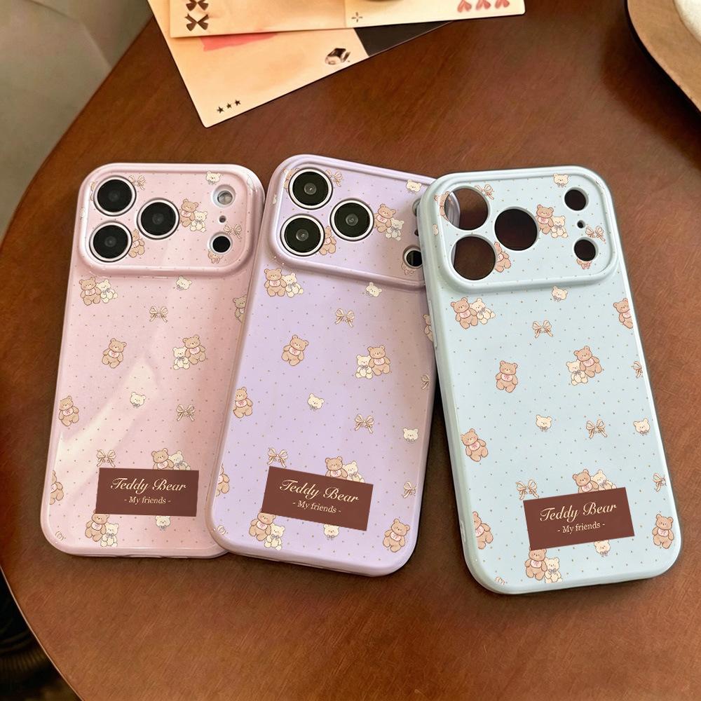 Applicable To Apple 17PROMAX Soft Cute Bear Mobile Phone Case Apple 16/15 Cute 14/13 Soft Case 12 Generation