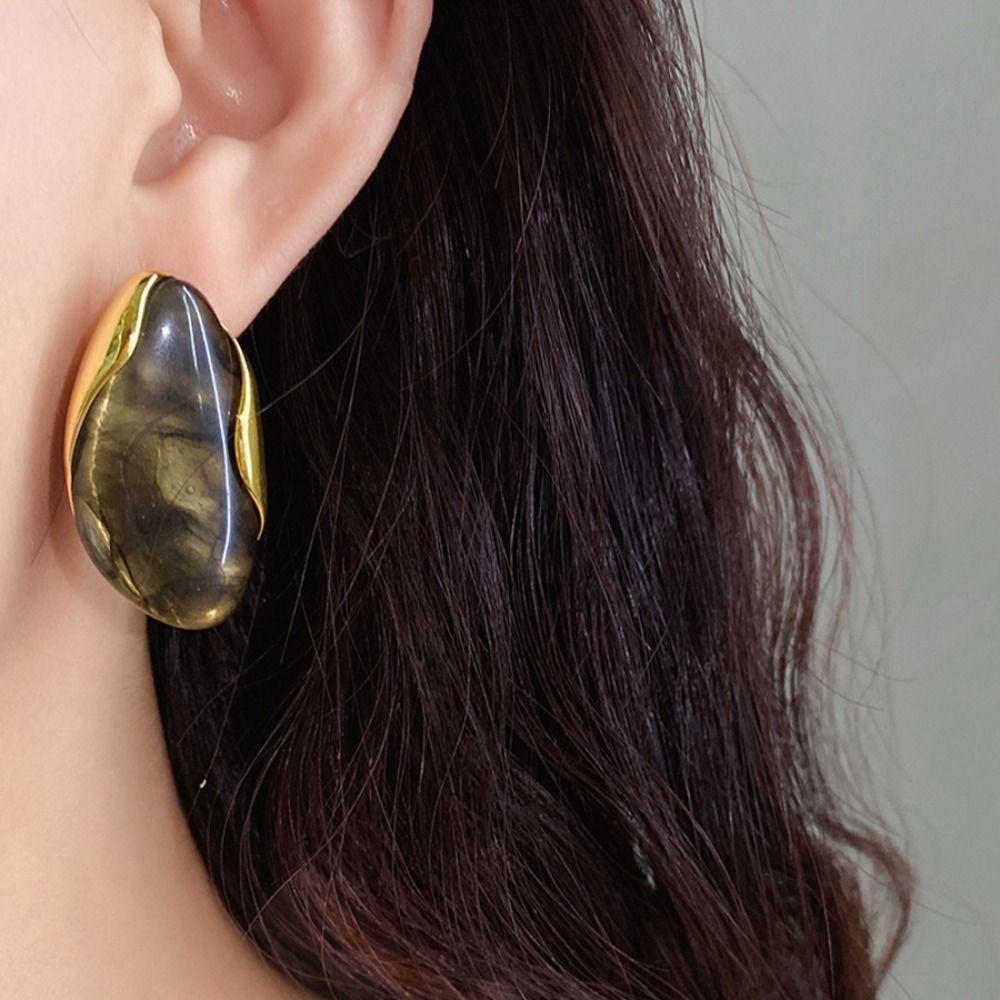 Stainless Steel Acrylic Teardrop Earrings Lightweight Chunky Hoop Earrings  Women's Accessories