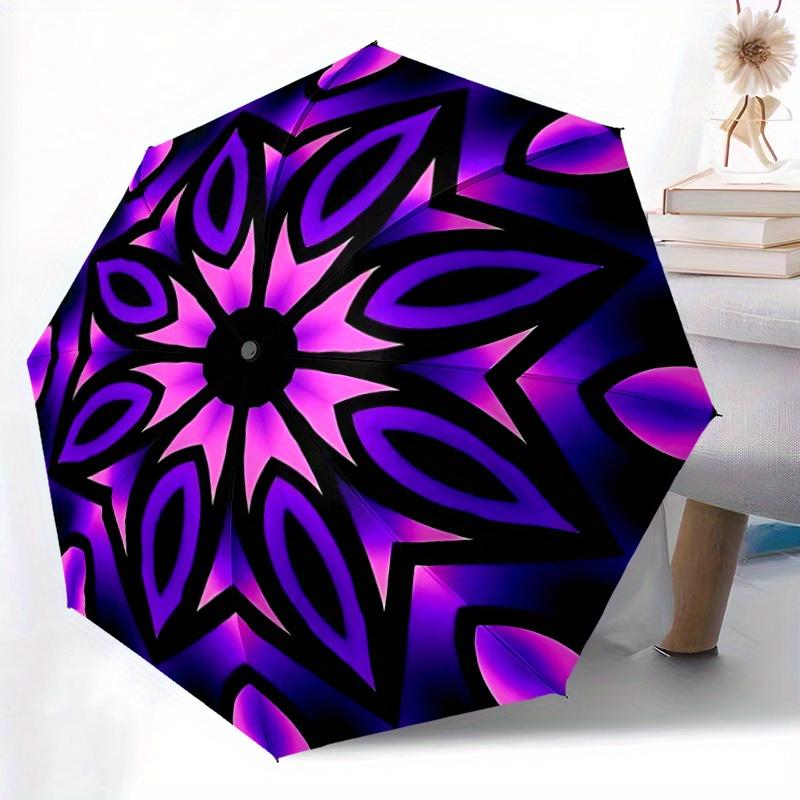 1pc Purple Mandala Pattern Automatic Opening/closing Umbrella with Auto Open/Close, Perfect Gift for Friends, Durable Plastic Handle yy250801185