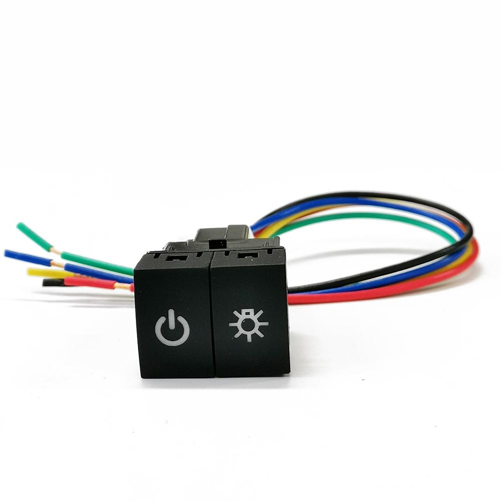 1PC Car Dual Key Switch LED DRL Fog Lights Power LED Spotlight Switch Button With Connect wire For Nissan X-TRAIL 2023