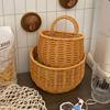 Retro Woven Rattan Storage Basket: Wall-Mountable Handheld Basket for Household Fruit & Vegetables