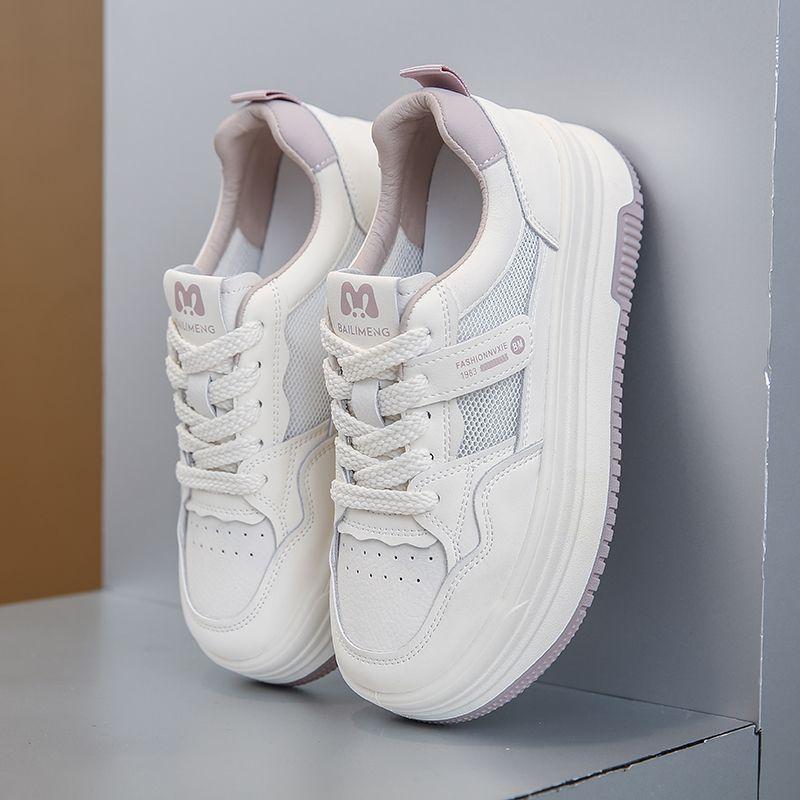 

Thick-soled mesh white shoes women s 2025 spring and autumn new models increase the height and explosion, breathable and versatile casual board shoes 35 фиолетовый