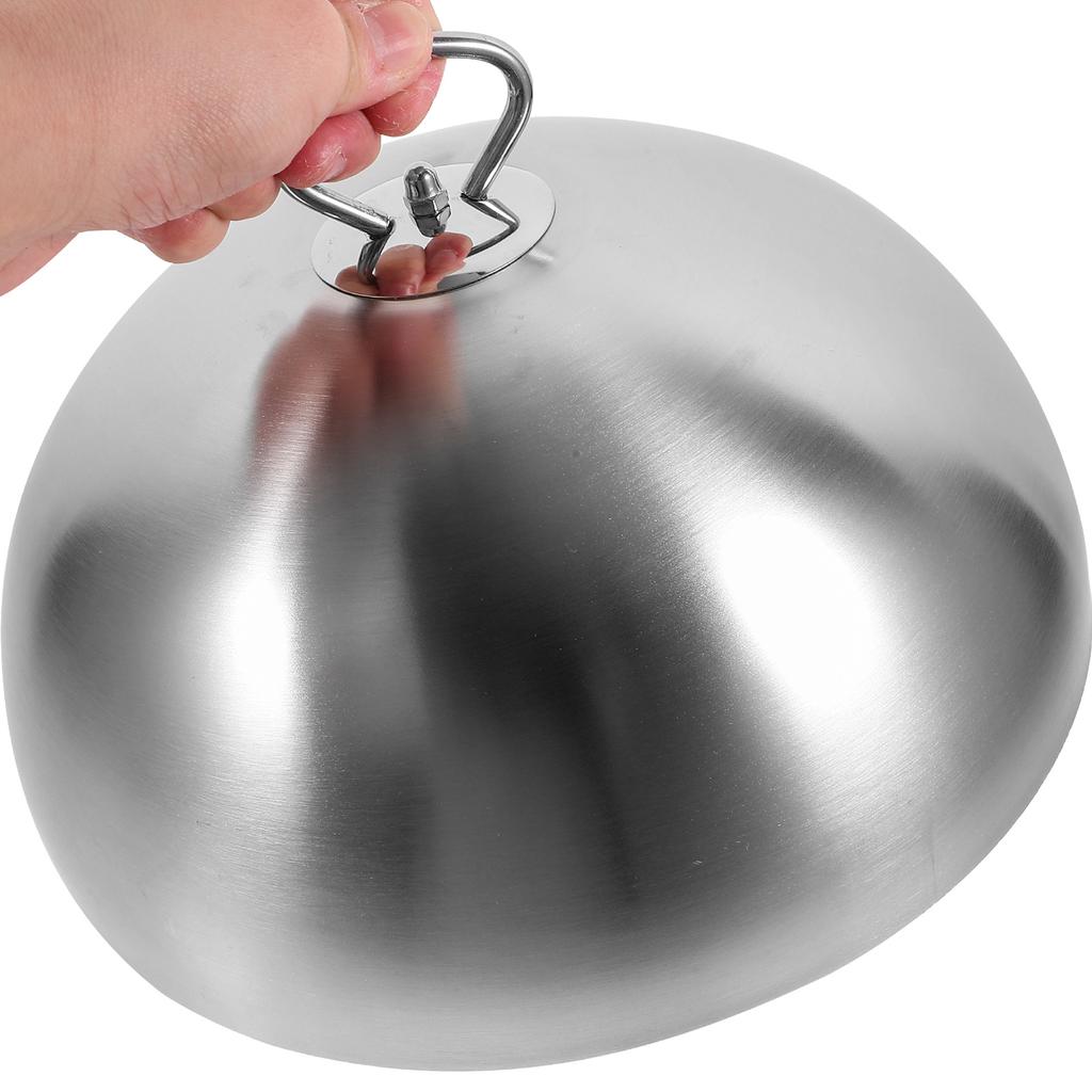 Stainless Steel Steak Cover Anti Oil Splashing Kitchen Gadget Dish Lid Cooking Tool Silver