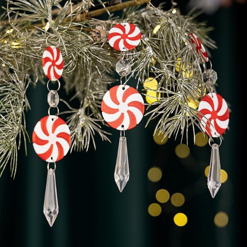 Set of 15 Elegant Christmas Tree Hanging Pendant Festival Candy Cane Cone Hanging Charm for Christmas Tree Decoration