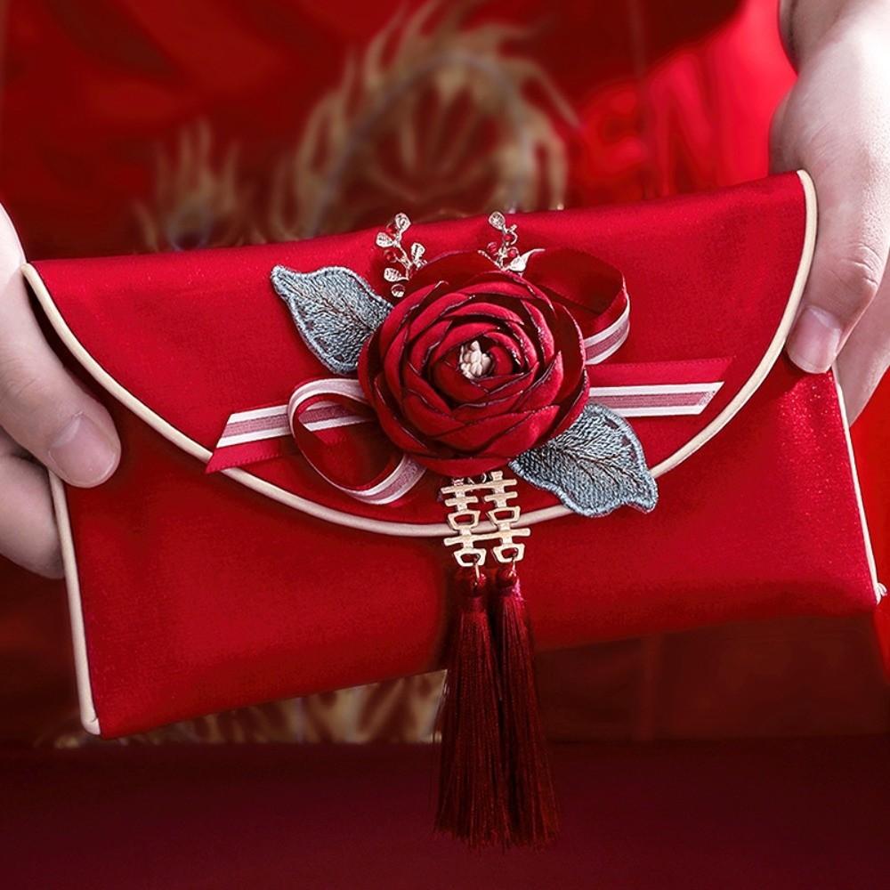 Spring Festival Brocade Red Envelope New Year Blessing Words New Year Money Bag  Lady Girls Women