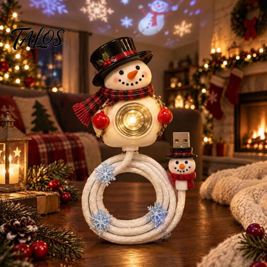 Xmas Party Decoration Supplies Christmas Projector Light, USB Powered Snowman Ceiling with 6 Patterns, Cozy Warm Lighting for Holidays Flexible