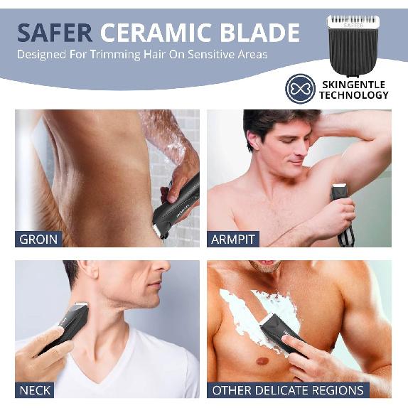 Electric Body Hair Trimmer for Men: Waterproof 2-in-1 Groin Hair Trimmer for Beard Hair Chest Hair Armpit Hair Legs Hair Pubic Hair (Black-2)