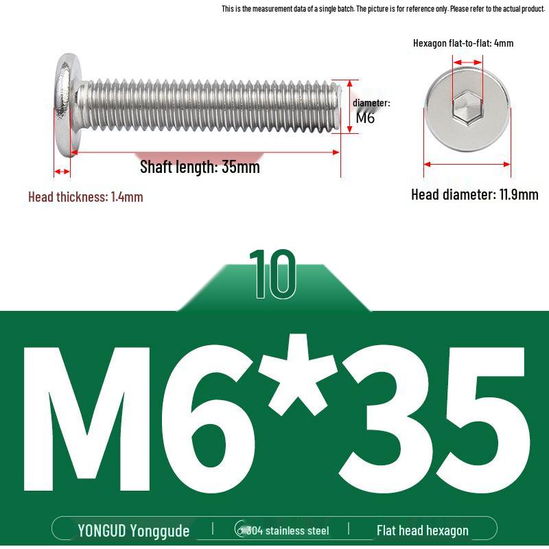 304 Stainless Steel Ultra-Thin Flat Head Hex Socket Bolt, M2-M12