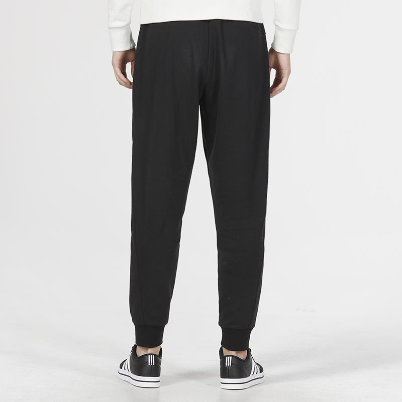 Adidas Essentials Knit Pants with Letter Print and Elastic Cuffs Men Bottoms Black IA8187