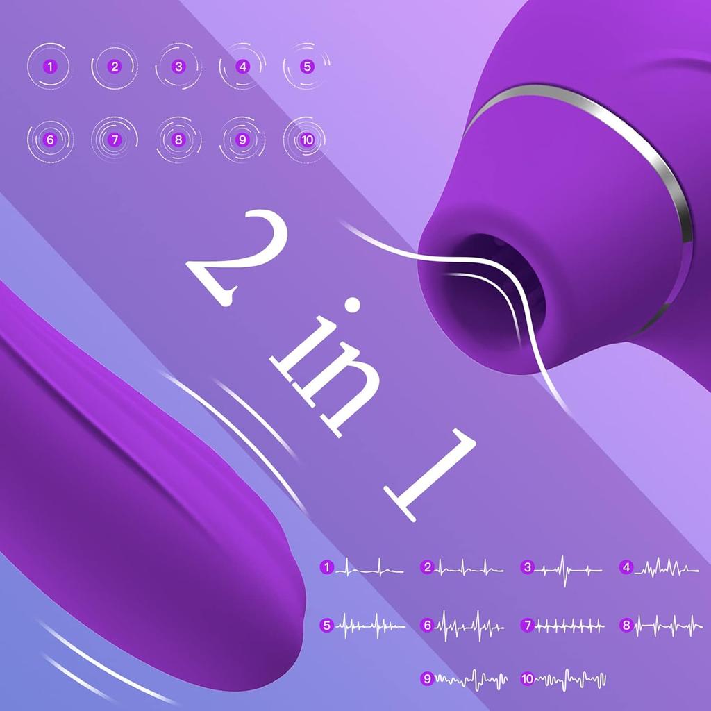 2 In 1 Clitoral Stimulator G-spot Vibrator, 10 Powerful Licking and Vibration Patterns, Couples Sex Toys Clitoral Female Vibrator, Adult Sex Toys