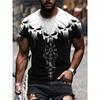 New Skeleton Round Neck Men's Outdoor Retro 3D T-shirt Breathable Loose Short Sleeve Sportswear Men's Top