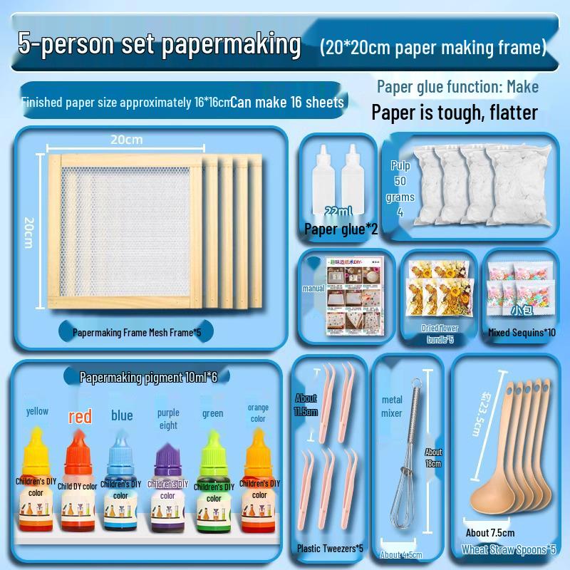 DIY Ancient Papermaking Kit for Kids: Educational Flower & Plant Pulp with Wooden Frame Screen Tools