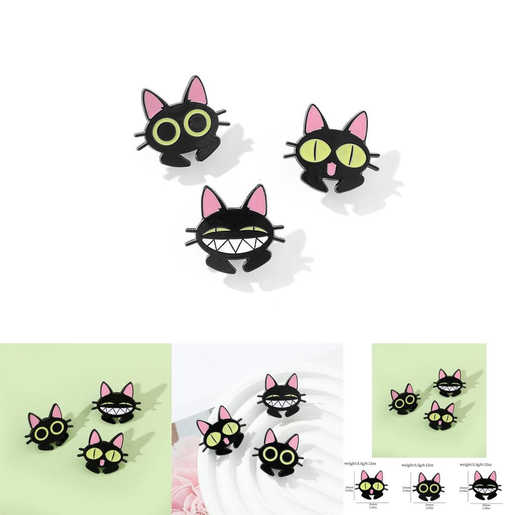 Cartoon Cat Brooch Pin Funny Black Cat Metal Badge Alloy Oil Drop Bag Accessory
