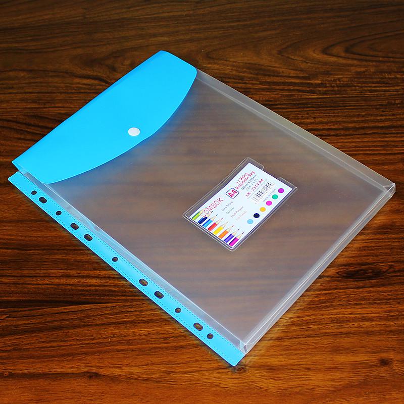 PP Creative A4 Transparent 11-Hole Loose-Leaf File Bag with Button and Label