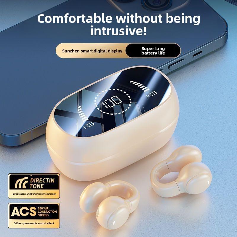 Non-ear Clip Ear Headset Bone Conduction Wireless Bluetooth Headset Super Long Battery Life Intelligent Large Digital Display