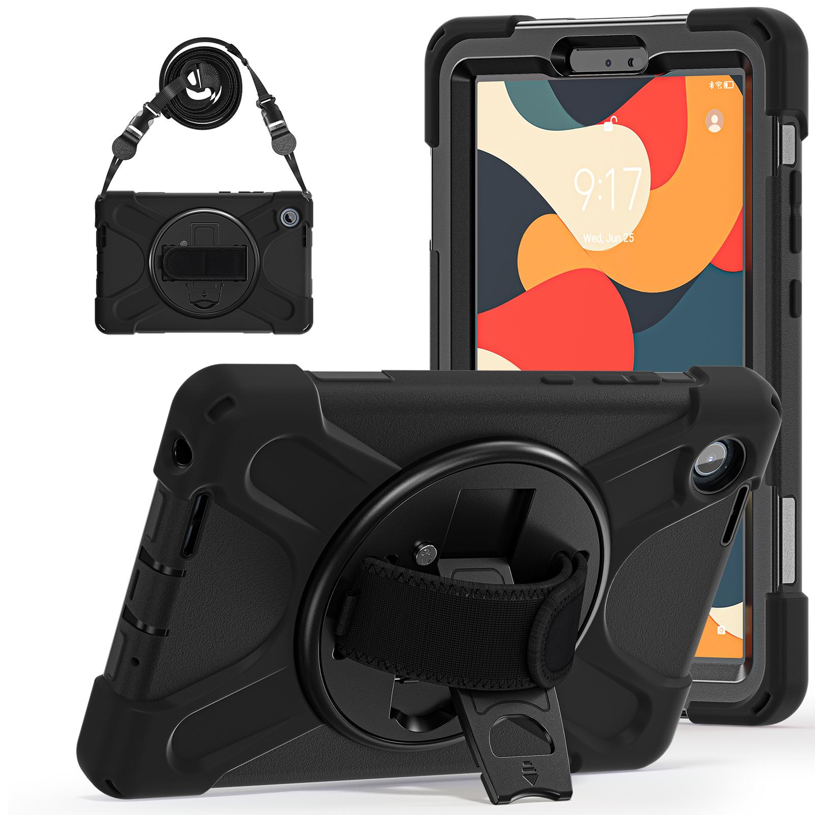 

Heavy Duty Armor Case For Lenovo Tab One (K9) 2025 8.7 inch Model TB305FU 360 Rotating Rugged Stand Cover With Shoulder Strap Tab One (K9) TB305FU чёрный