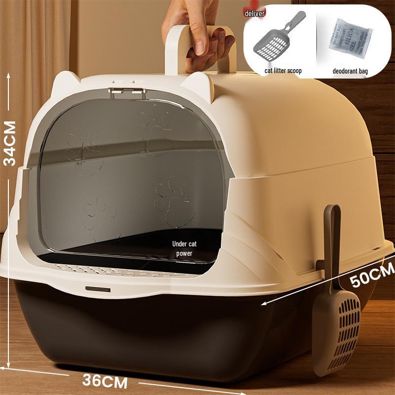 Extra Large Enclosed Cat Litter Box with Deodorant and Splash Guard