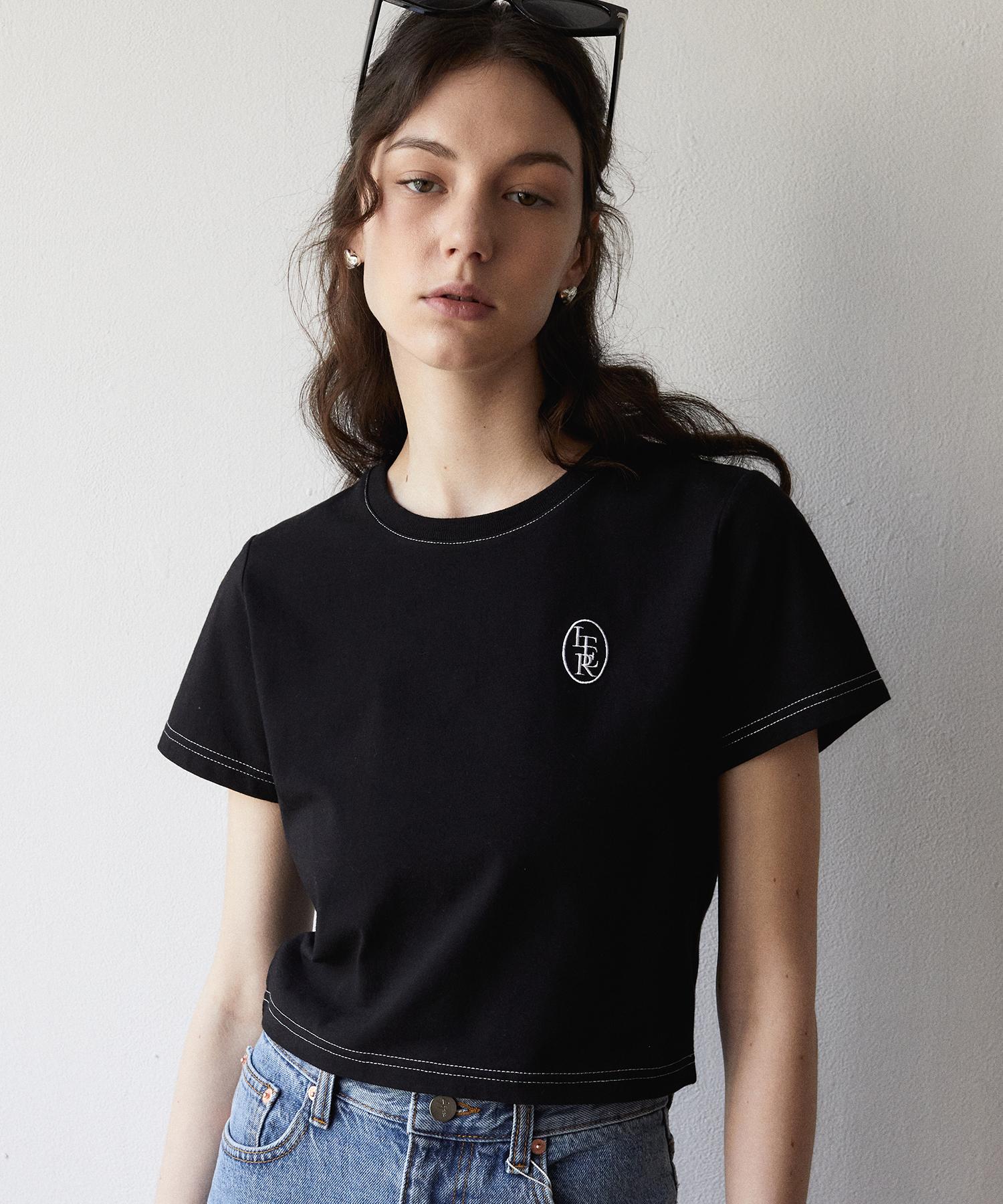 Itter Classic Logo Embroidery Crop T-Shirt_Black