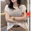 Niche Design Sense Hollow Thin Half-sleeved Women's Sweater, Summer New Style Black Sexy Chic Loose Short-sleeved Top