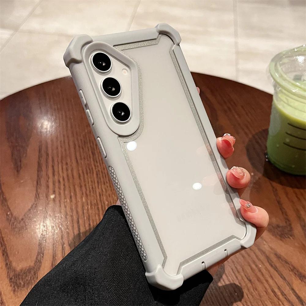Kraftigt dubbellagers genomskinligt lyxigt mobilskal för Samsung Galaxy A06 A12 A15 A16 A21 A23 A24 A25 A35 A51 A54 A55 A56 Skydd