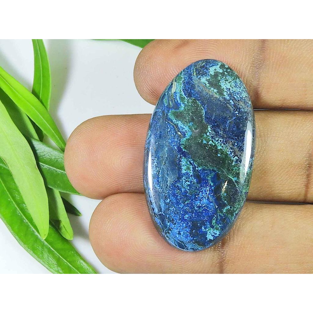 44Cts. Natural Azurite Oval Healing Crystal Cabochon Loose Gemstone 21X37MM SK-3867