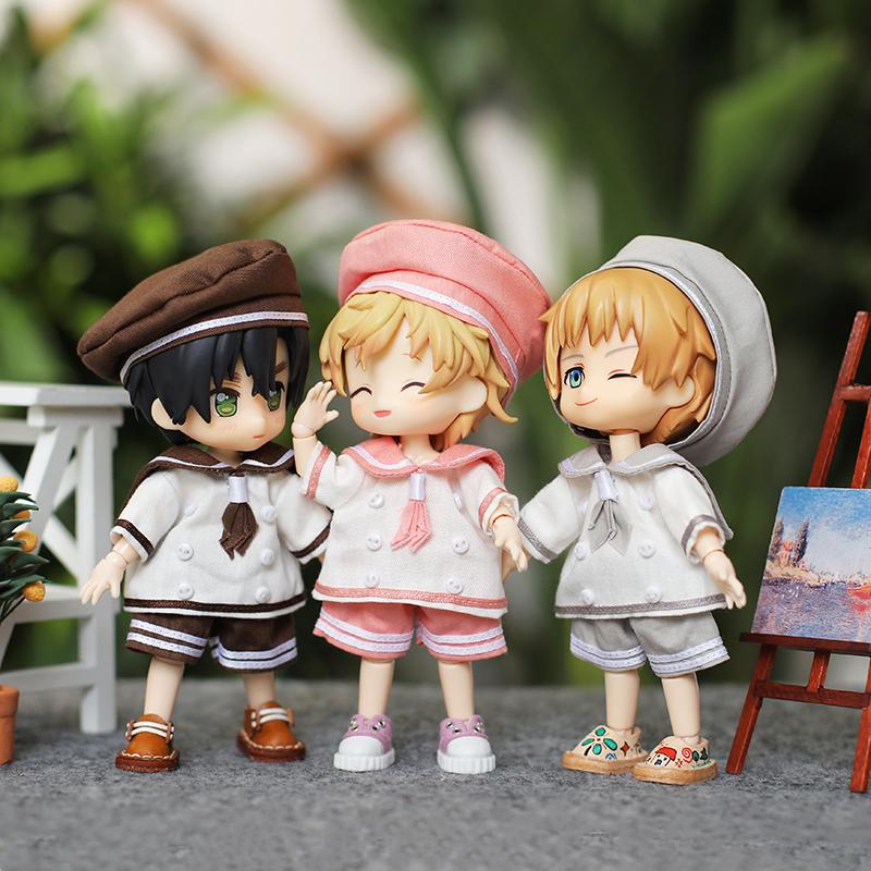 Ob11 Doll Sailor Clothes Uniform Set Doll Navy Suit Doll Hat Shirt Shorts For P9, 1/12 Bjd, Cu-Poche,Gsc, Molly Doll