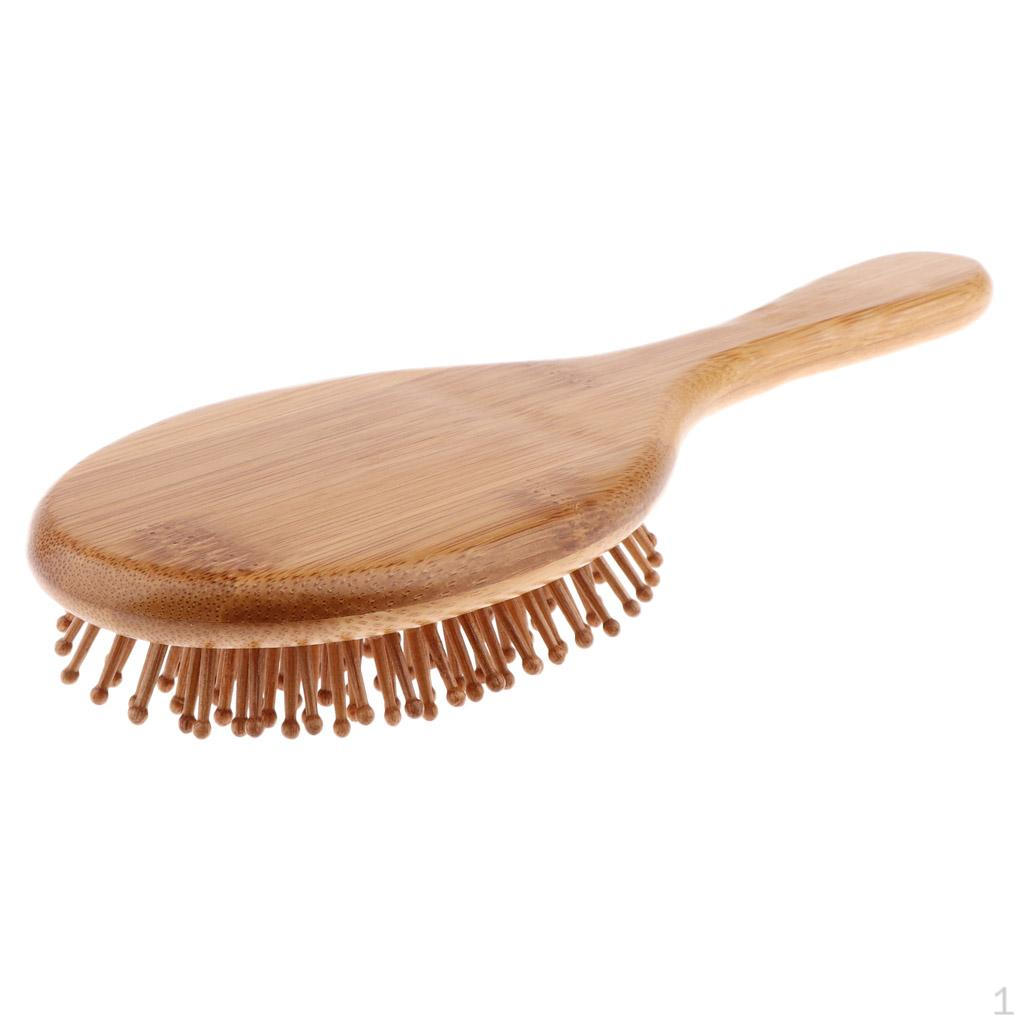 Bamboo Paddle Cushion Hairbrush Ball-Tipped Scalp Massage Brush Comb