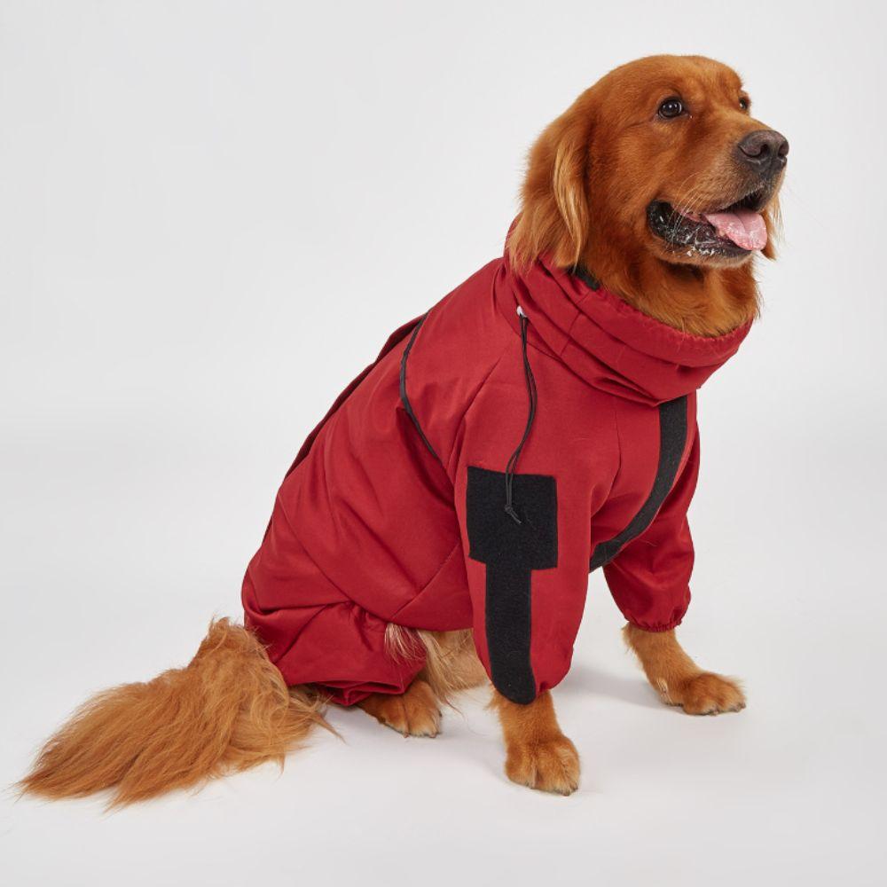 Dog Clothes Reflective Large Dog Raincoat Adjustable Drawstring with Hoodie Pet Jacket Waterproof Dog Jumpsuit Outdoor