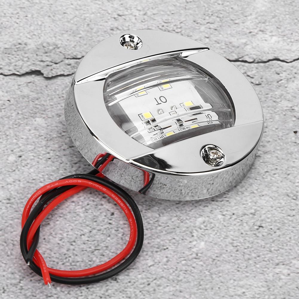 4 Stück Klarglas LED Runde Navigationsheckleuchte Weißes Licht 12V Chrom Wasserdicht für Boot Yacht LKW