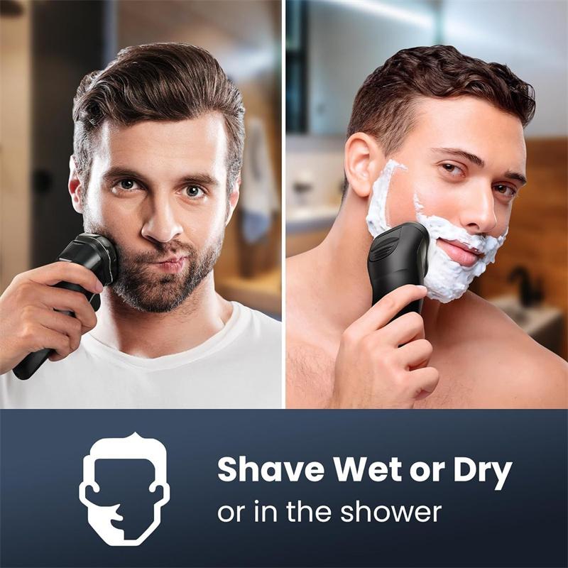 High-Quality USB Rechargeable Electric Shaver for Men Fully Waterproof Triple Blade System Digital Battery Indicator Multi-Function Shaver