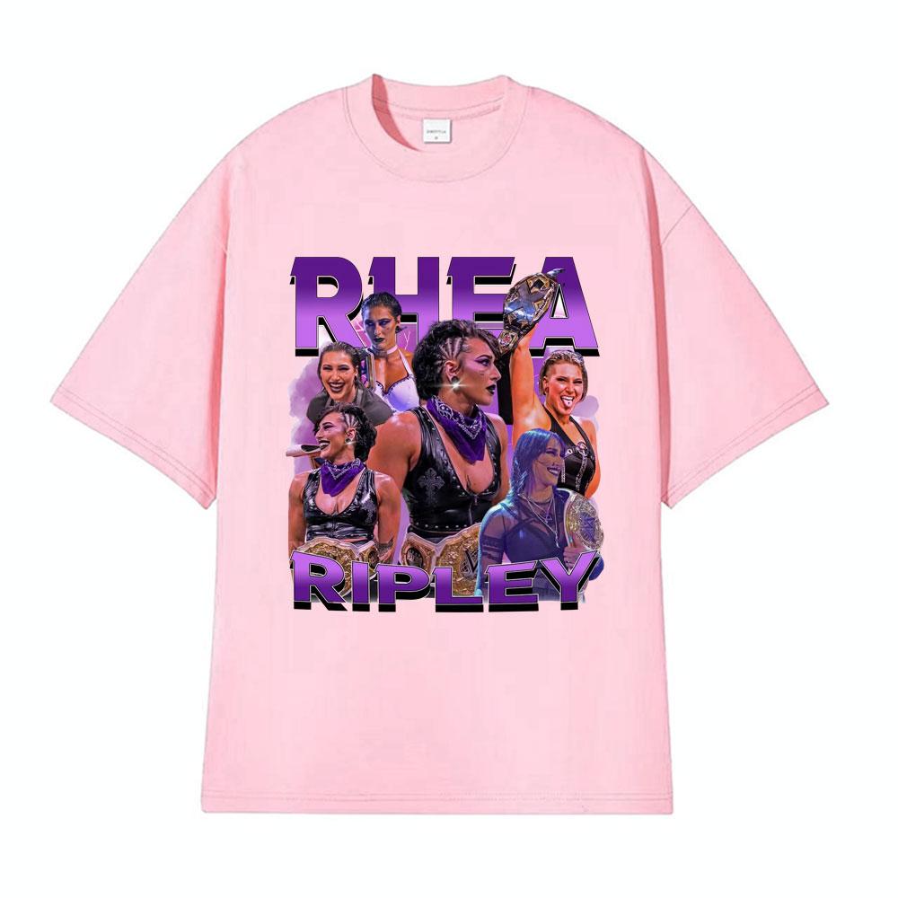 Rhea Ripley Action Figure 90s Vintage Graphic T Shirt Men Womens Oversized Hip Hop High Street Hot Sale Casual  Cotton Tshirts