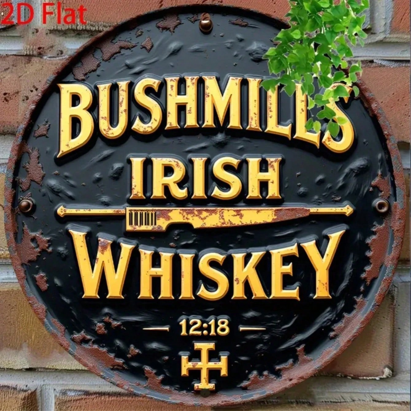 Vintage Irish Whiskey Bar Sign Metal Wall Art Rustic Pub Decor 20x20