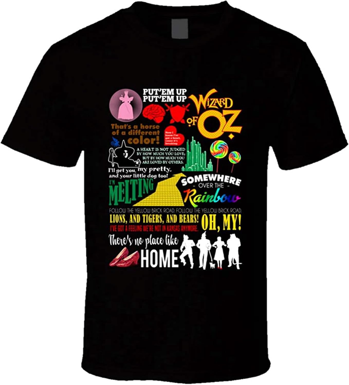 The Wizard of Oz Classic Retro Musical Quote Movie Poster Mashup Fan T Shirt XS чёрный