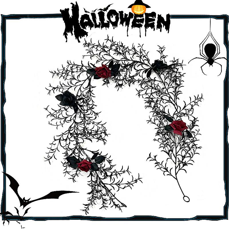 Halloween Artificial Tree Branches Decorative Hangings Ornament Simulated Rose Decoration Plastics Ornament 180cm