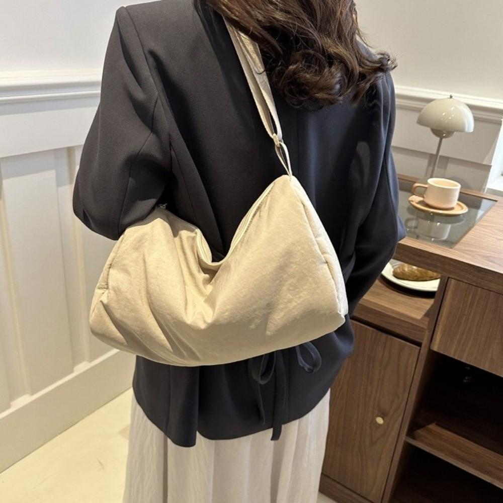 Japanese Style Simple Crossbody Bag Solid Color Canvas Pillow Bag Versatile Shoulder Bag Student