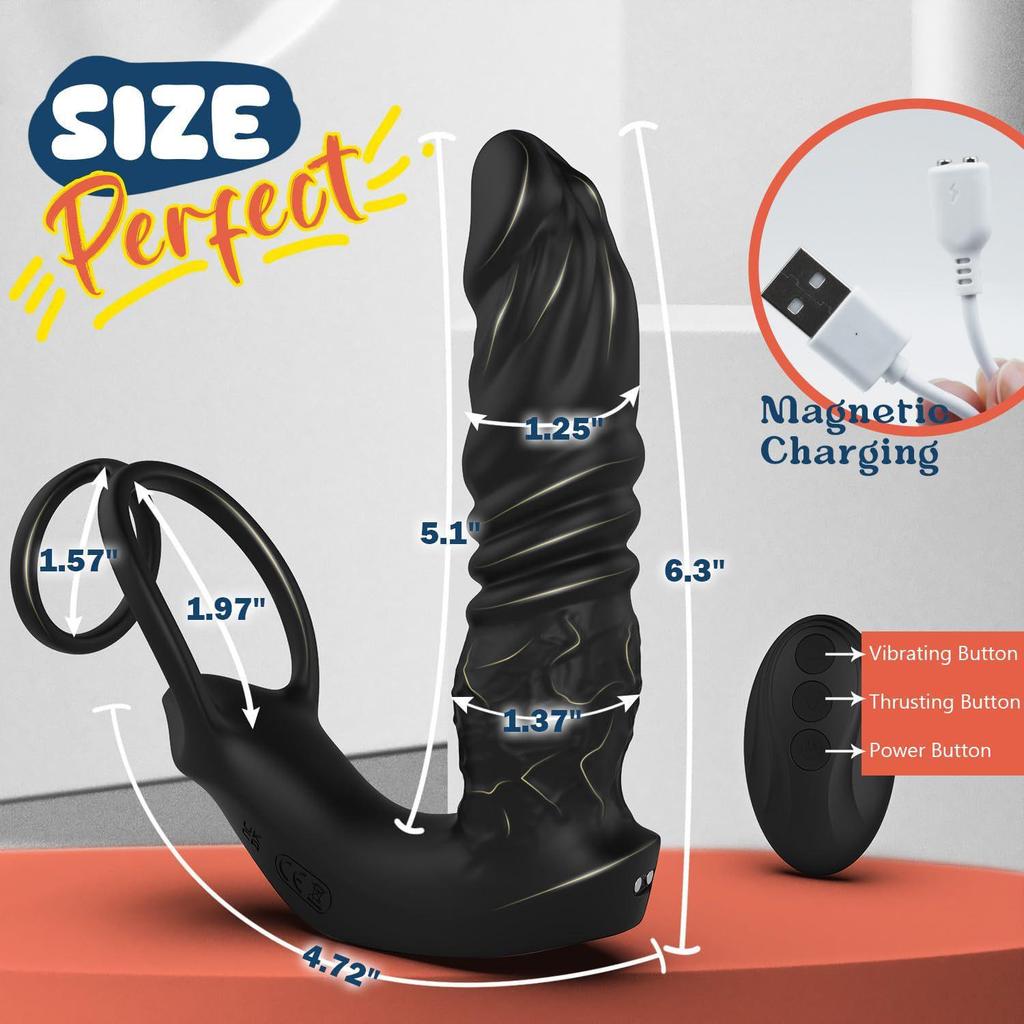 Remote-Controlled & App-Enabled Prostate Massager with Dual Ring Telescopic Vibration and Anal Plug for Men