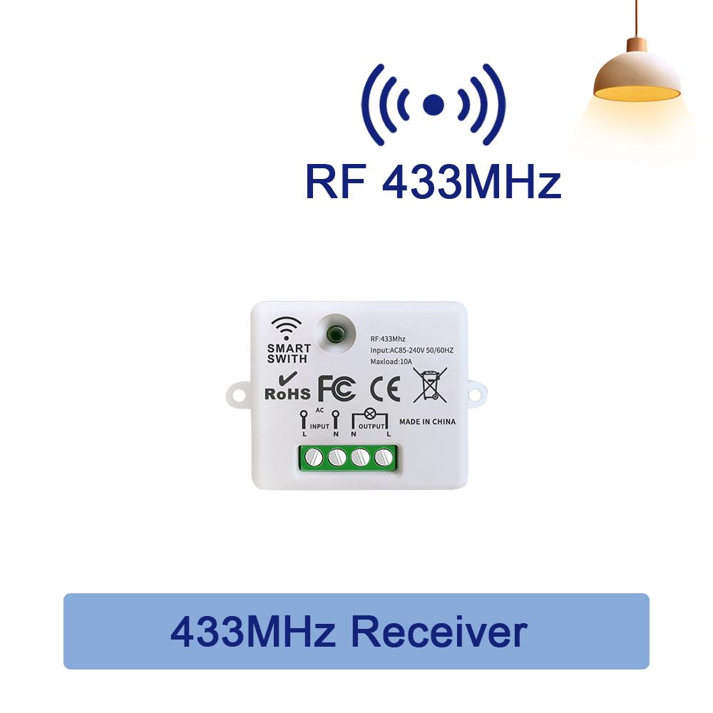 Wireless RF433MHz Remote Control Light Switch 10A Relay Receiver With ON/OFF Transmitter Wall Panel Switch For Lighting Led