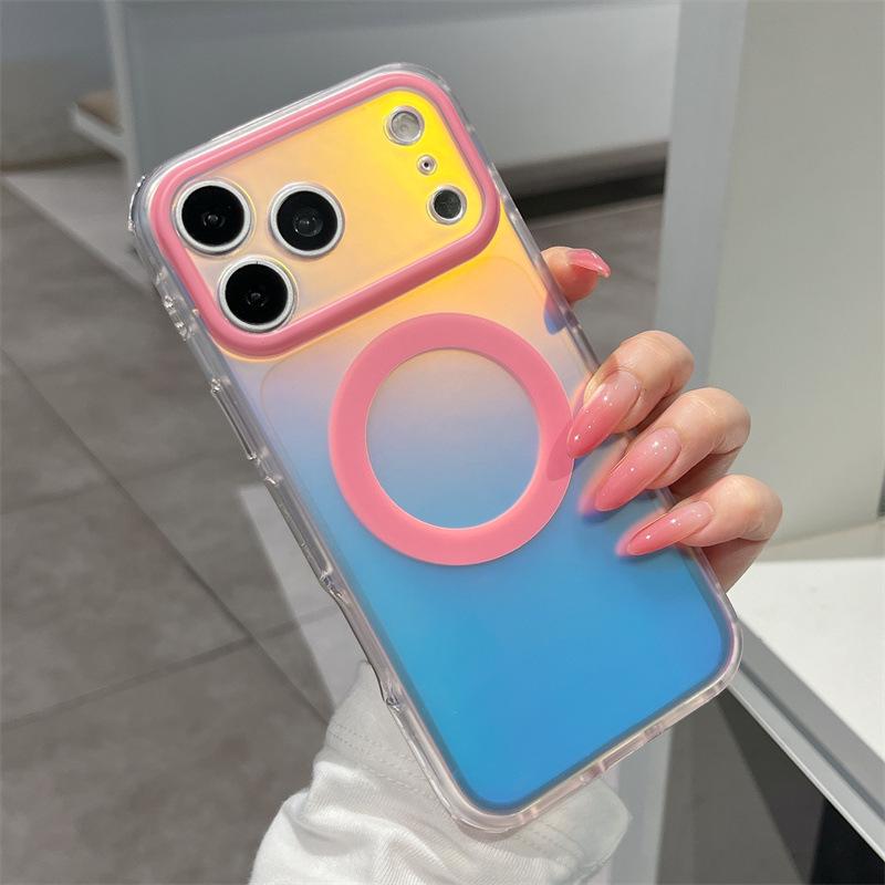Colorful Laser Magnetic Phone Case for iPhone 16 Pro Max (17 Window)