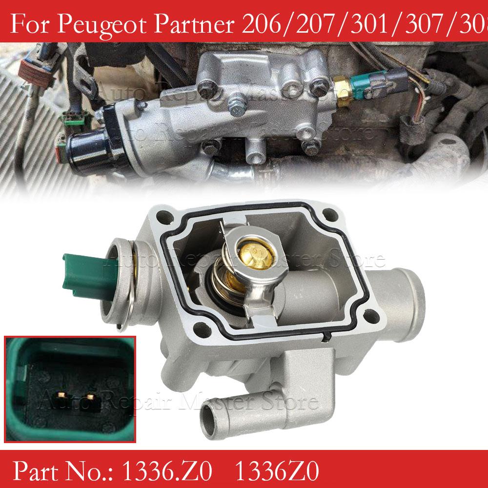 1336.Z0,1336Z0 Engine Coolant Thermostat with Housing For Peugeot Partner 206/207/301/307/308/1007 For Citroen C2 C3 C4