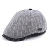 Men'S Autumn Cotton Striped Plaid Splicing Forward Cap Women'S Casual Beret Outdoor Visor Cap Cap