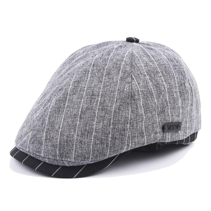 Men'S Autumn Cotton Striped Plaid Splicing Forward Cap Women'S Casual Beret Outdoor Visor Cap Cap