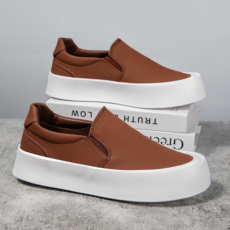 Mode Klassische Marke Herren Echtleder Schuhe Frühling Herbst Neuer Stil Dickbesohlte Slipper Mode Herren Business Casual Schuhe