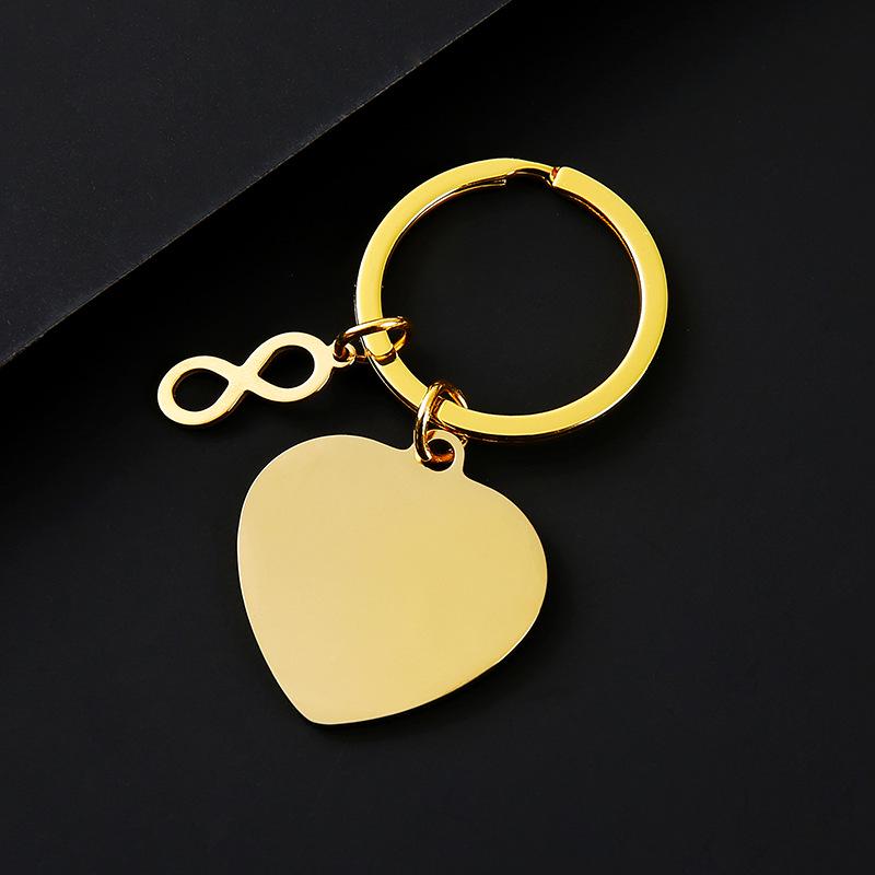 Engravable Heart-Shaped Metal Keychain with Infinity Symbol