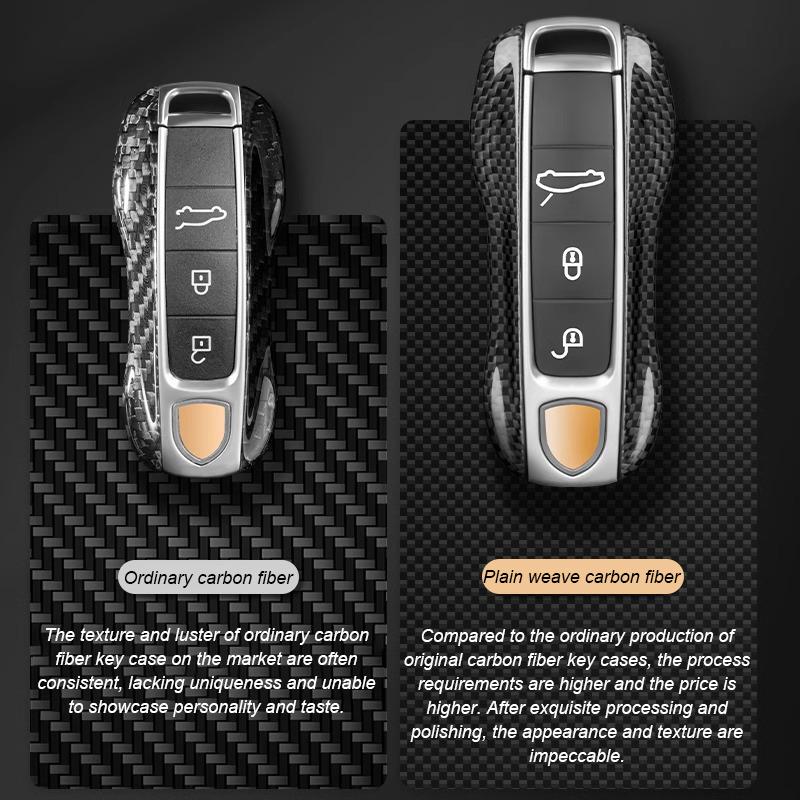 Real Carbon Fiber Key Fob Cover For Porsche Macan Cayenne 718 Boxster Cayman Panamera 911 Taycan Key Housing Cover Shell Case