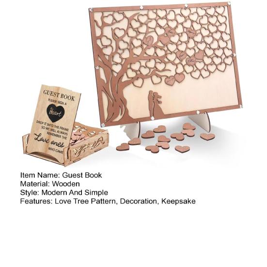 Alternativa al Libro de Invitados de Boda con Letrero de Corazón de Madera Marco Árbol del Amor Decoración Fiesta Aniversario Fiesta de Cumpleaños Decoración para Baby Shower