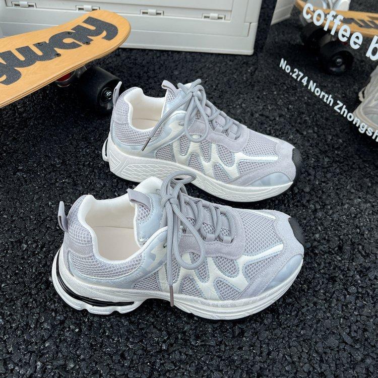 

Platform leather dad shoes 2025 autumn new breathable outdoor sports mountaineering jogging shoes women s casual sports shoes 40
