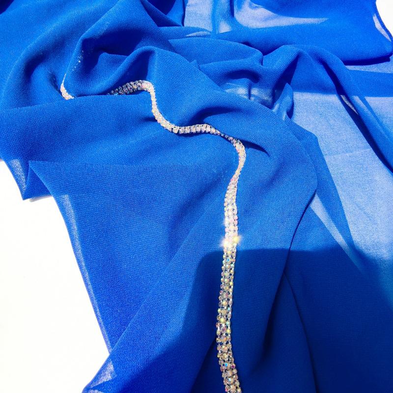 Luxury Sparkling Diamonds Long Side Scarf Women Muslim Long Scarves Light Weight Soft Turban Shawl Solid Scarves 70*180Cm